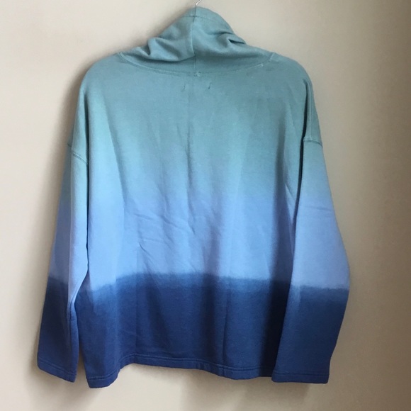 Chaps Spring Denim Blue Cowl Neck Ombré Sweatshirt - Picture 3 of 7